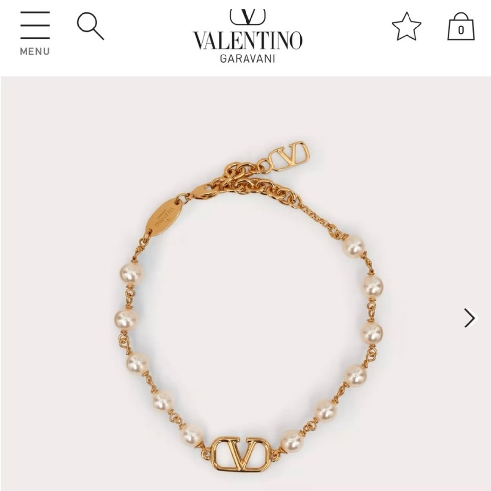 Valentino Garavani Gold Chain Bracelet with Pearls